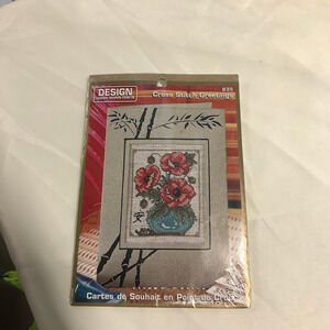 Vintage Design Works Crafts Cross Stitch Asian Flowers Kit 4x6